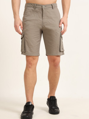 Bushirt Solid Men Reversible Grey Cargo Shorts