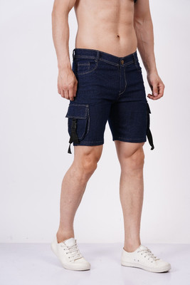 mevan Solid Men Dark Blue Denim Shorts