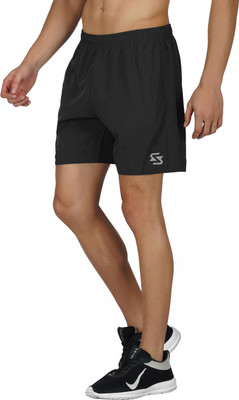Sportinger Solid Men Black Basic Shorts