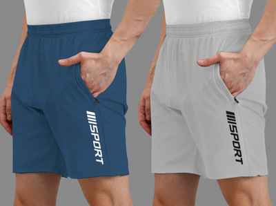 AVOLT Printed Men Light Blue, Grey Casual Shorts