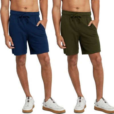 HOTFITS Solid Men Multicolor Basic Shorts, Regular Shorts, Casual Shorts