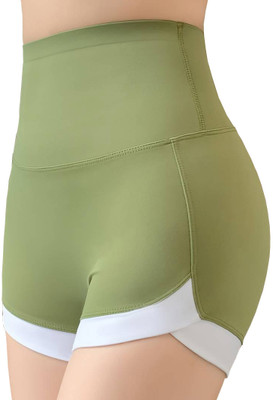 HSR Solid Women Green Sports Shorts