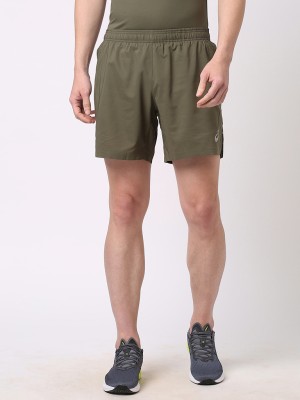Asics Solid Men Green Sports Shorts