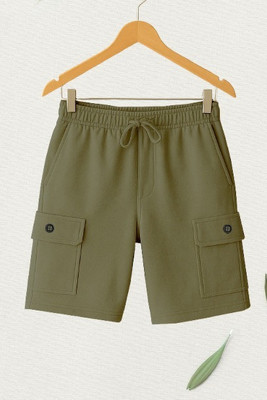 Pitzz Self Design Men Green Cargo Shorts