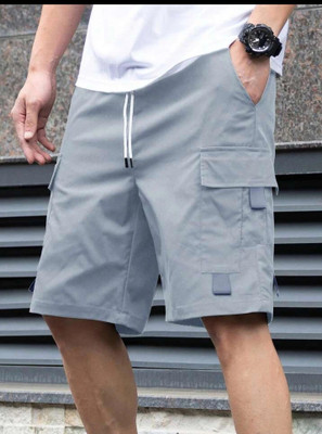 Blue dove Solid Men Grey Cargo Shorts