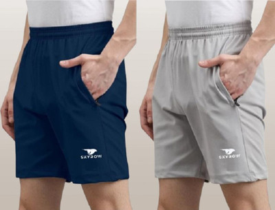 MG MAANU Solid Men Dark Blue, Grey Sports Shorts