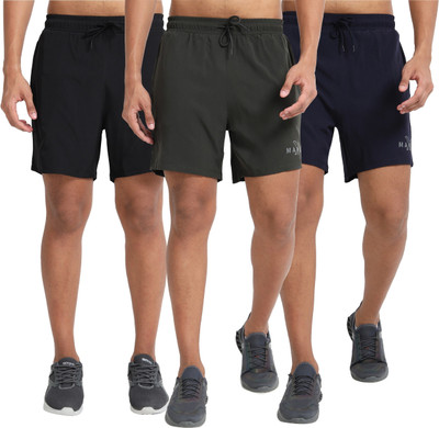 MANAAC Solid Men Multicolor Basic Shorts