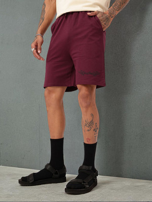 Kook N Keech Solid Men Maroon Regular Shorts