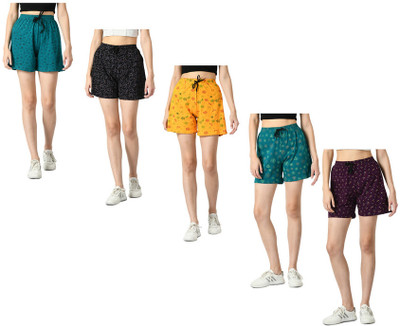 IndiWeaves Printed Women Multicolor Regular Shorts