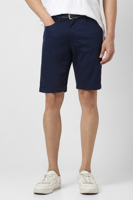 PETER ENGLAND Solid Men Dark Blue Casual Shorts