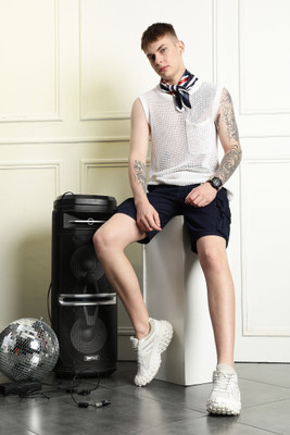 Eszett Solid Men Denim Blue Denim Shorts
