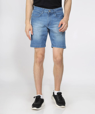 true colors of india Solid Men Light Blue Denim Shorts