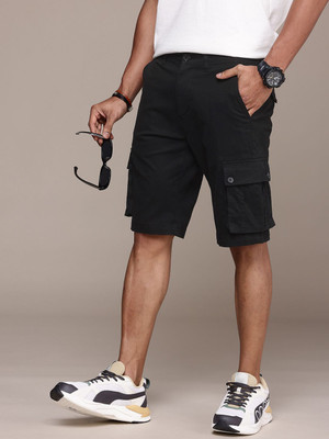 WROGN Solid Men Black Casual Shorts