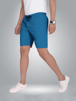 Septem Solid Men Light Blue Sports Shorts