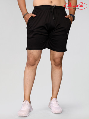 ANAND Solid, Self Design Men Black Boxer Shorts