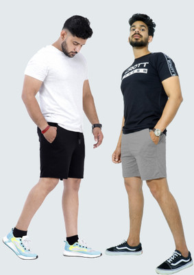 scrott fitness Solid Men Black, Grey Basic Shorts