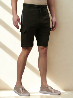 Ho Bindaass Solid Men Dark Green Cargo Shorts