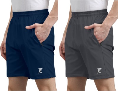 INDICLUB Solid Men Dark Blue, Dark Grey Sports Shorts