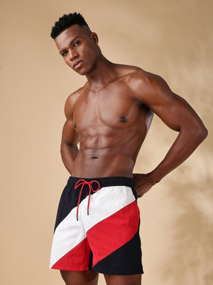 TOMMY HILFIGER Color Block Men Blue Basic Shorts