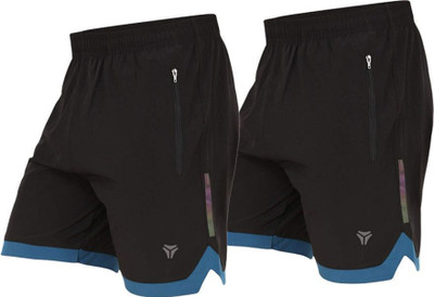 Kyk Self Design Men Black Sports Shorts