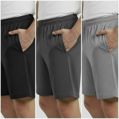 UTHIRA Solid Men Black, Grey, Silver Regular Shorts