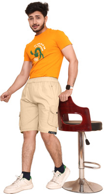 Raiment Solid Men Khaki Casual Shorts