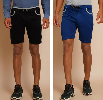 METRONAUT Solid Men Black, Blue Regular Shorts