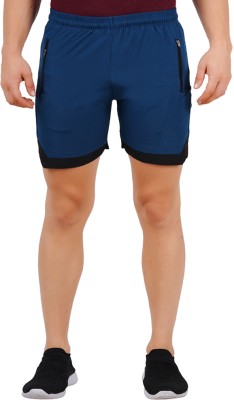 jocker Solid Men Blue Regular Shorts