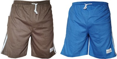 LOVO Solid Men Brown, Blue Bermuda Shorts