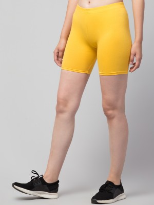 ARSHEEN ADORE Solid Women Yellow Sports Shorts