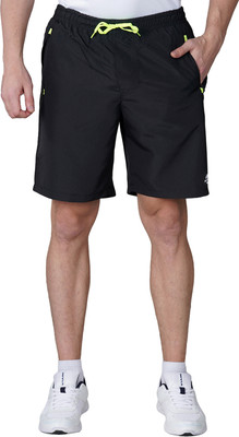 NIVIA Solid Men Black Running Shorts