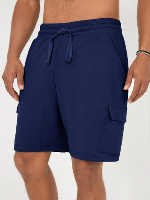 NOBERO Solid Men Dark Blue Cargo Shorts