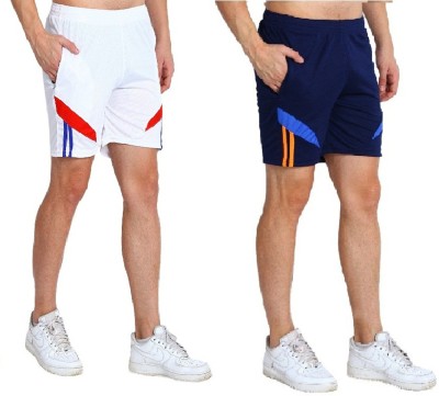 OORA Solid Men Dark Blue, White Gym Shorts