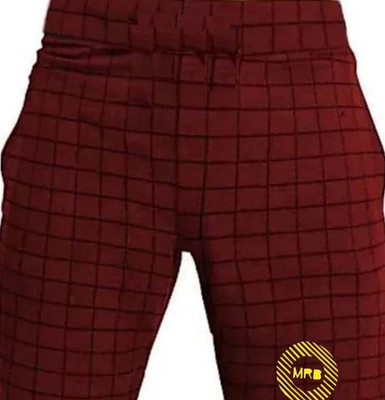 MRB Checkered Men Maroon Regular Shorts