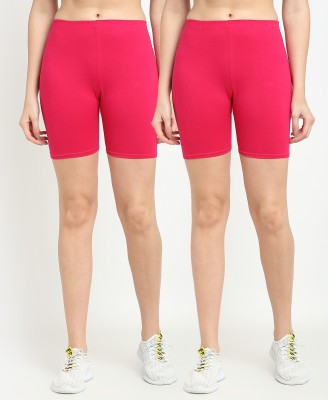 Bamboo Breeze Solid Women Pink Cycling Shorts