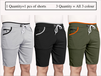 WeReKo Solid Men Black, Silver, Green Regular Shorts