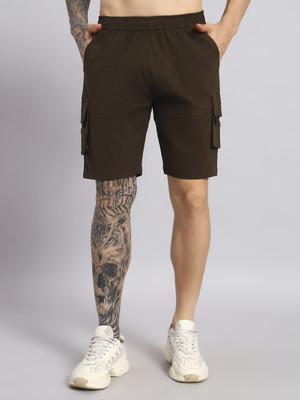 Nature Craft Solid Men Brown Casual Shorts