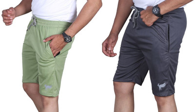 Anjaneya Solid Men Dark Grey Regular Shorts