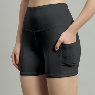 Mehrang Self Design Women Black Cycling Shorts