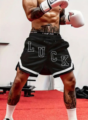 Culish Trend Printed Men Black Sports Shorts