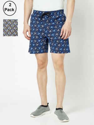 TT Printed Men Blue, Dark Blue Bermuda Shorts