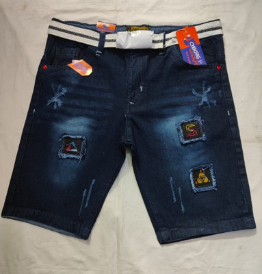 RCS Solid Men Denim Blue Denim Shorts