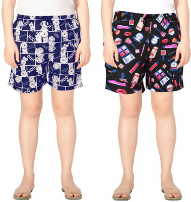 Exitro Printed Women Multicolor Regular Shorts