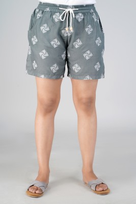 Raycot Printed Women Grey Casual Shorts