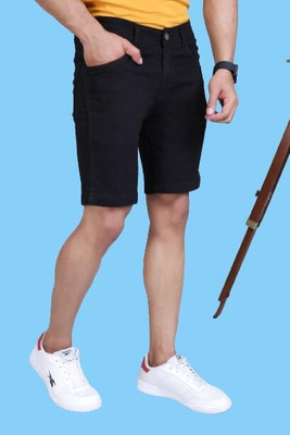Yap Dyed/Washed Men Denim Black Denim Shorts