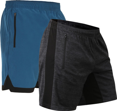 Kyk Self Design Men Dark Grey, Blue Casual Shorts