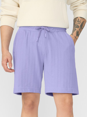 The Souled Store Solid Men Purple Casual Shorts