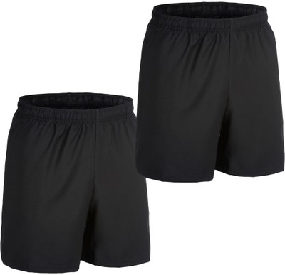 DOSTITCH Solid Men Black Regular Shorts