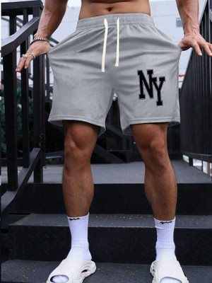 Benny Brooks Graphic Print Men Grey Basic Shorts