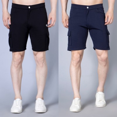 We Perfect Self Design Men Black, Blue Casual Shorts